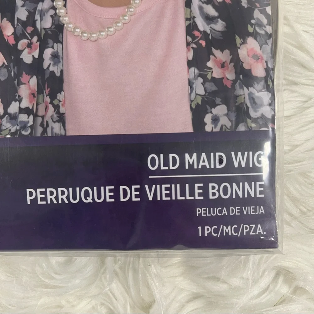 Child Old Maid Wig Costume NEW granny grandma Halloween dress up